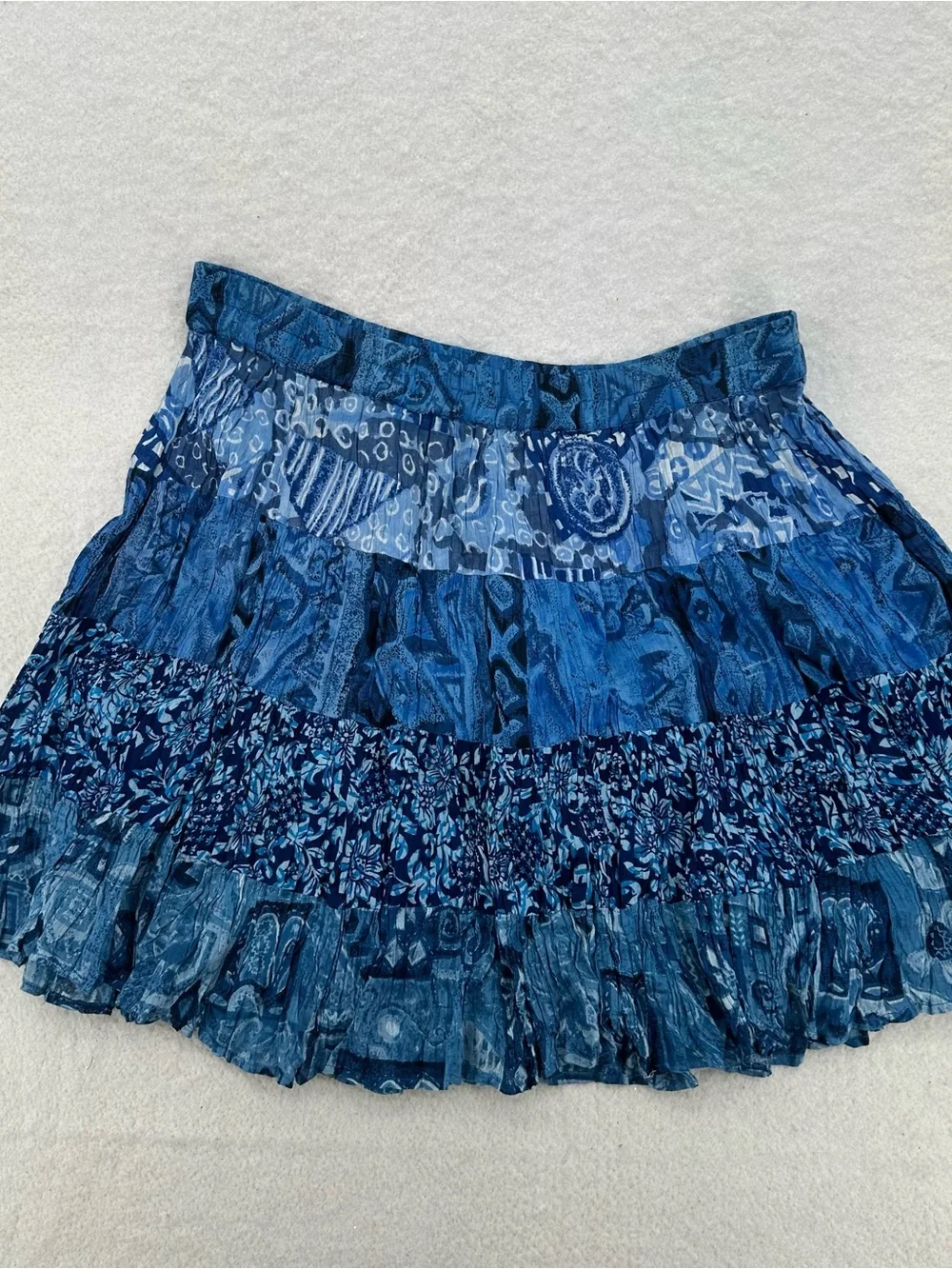 Boho Fairy 2000s Patchwork Blue Midi Skirt